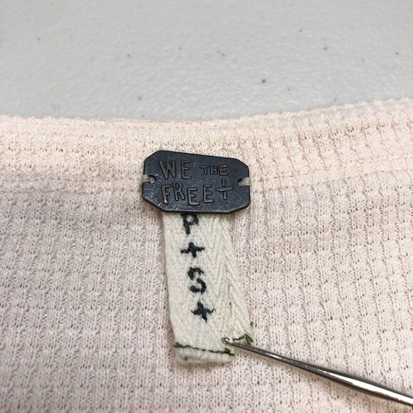 Free People Sweater Womens S Blossom Printed Balloon Sleeve Thermal Waffle Boho - Picture 2 of 8